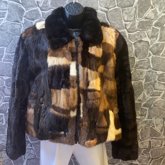Jackets & Blazers - Genuine Mink Fur Multicolored Jacket